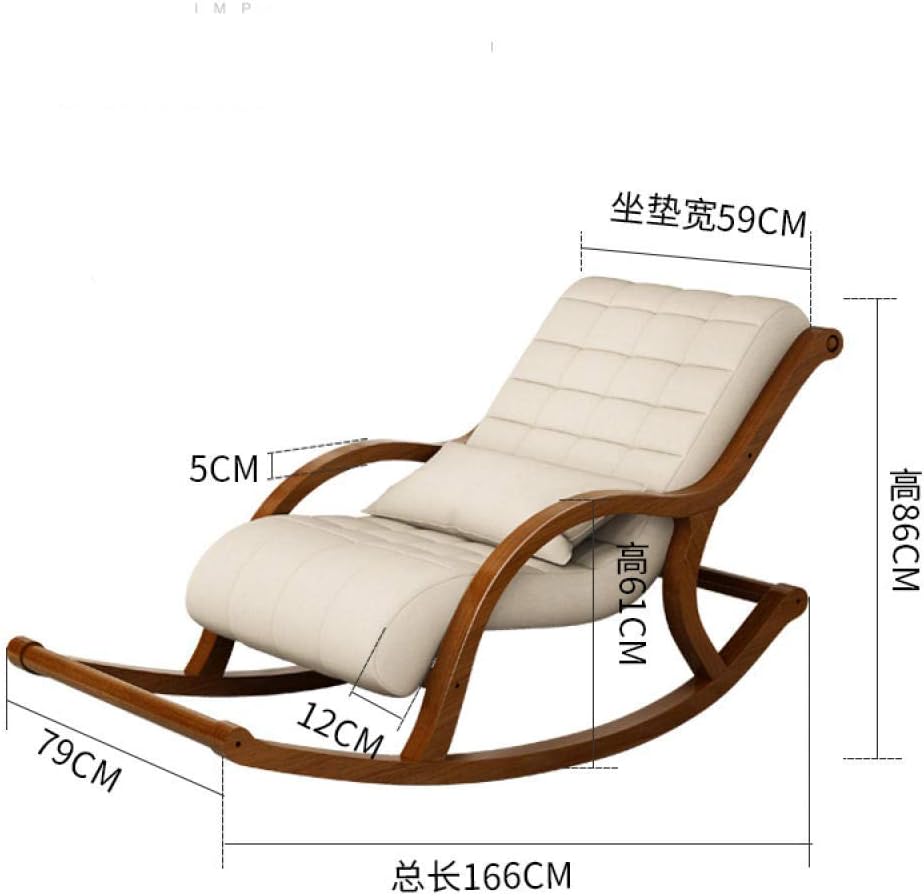 Rocking Outdoor Lounger Chair Chaise Lounge Zero Gravity Rocker,Comfortable Nordic Style Solid Wood Sofa for Bedroom and Living Room Dark Gray Supports up to 200Kg