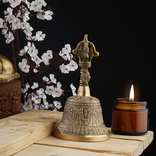 Cloche de méditation bouddhiste faite main en laiton de 14,2 cm - 3