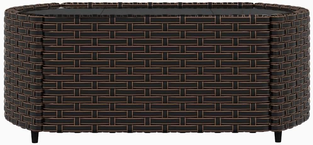 Patio Lounge Set Brown PE Rattan, Powder-Coated Steel, Tempered Glass, Outdoor Sofas, 319823