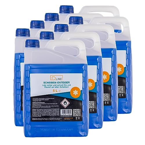 D.LINE Scheibenenteiser 5 Liter, löst sicher und schnell EIS und Raureif auf Allen Scheiben, NACHFÜLLKANISTER (8X 5 Liter)