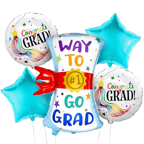 Graduation Decorations 2026 | Kindergarten Graduation Balloons - Pack 5 | Congrats Grad Balloon Kindergarten | Pre K Graduation Decorations Pre School Graduation Decorations KatchOn