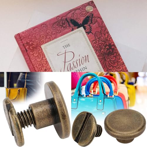 Schraubnieten für Leder,Hohlnieten Doppelkopf,Hohlnieten für Leder,Zubehör Nieten Set,Durable Flachkopf Kupfer,Leder Nieten,Sets Messing Knopfnieten mit Flachem,Lederhandwerk Nieten,Flat Head Nieten