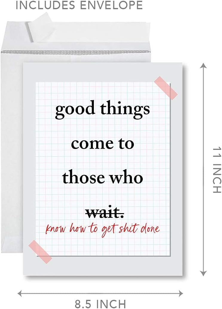Andaz Press Funny Congratulations Jumbo Card With Envelope, Those Who Know How To Get Shit Done, New Home, New Job, Promotion, Graduation Greeting Card for Her, Him, Friend, 8.5 x 11 inch, 1-Pack