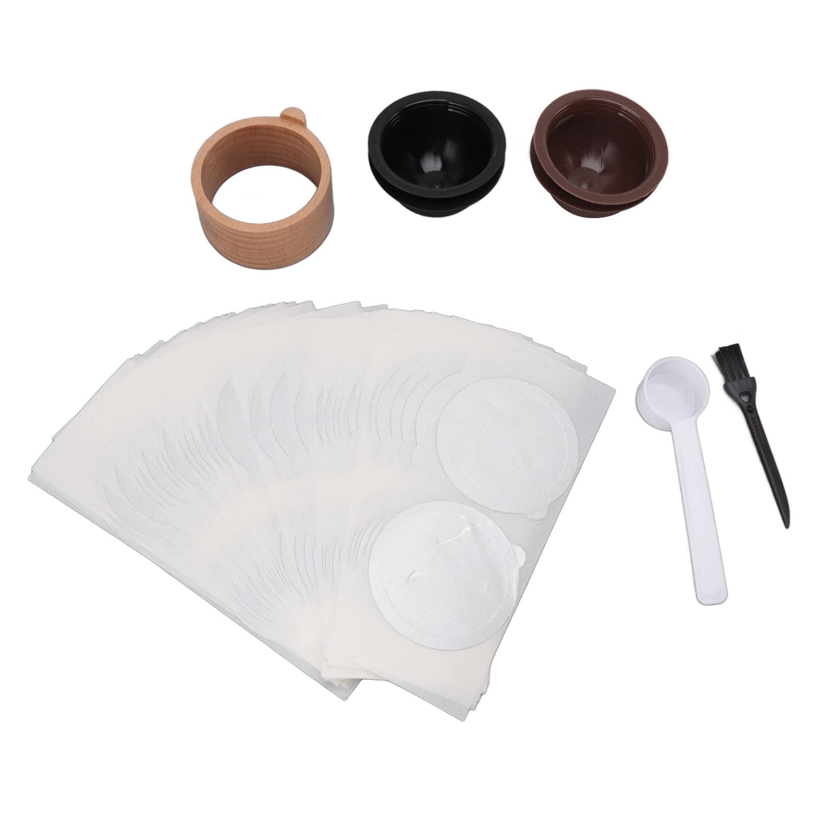 Einweg-Aluminiumfoliendeckel, Kaffeekapselbecher mit Holzständer für, selbstklebende Versiegelungsfolienaufkleber (Typ 2)
