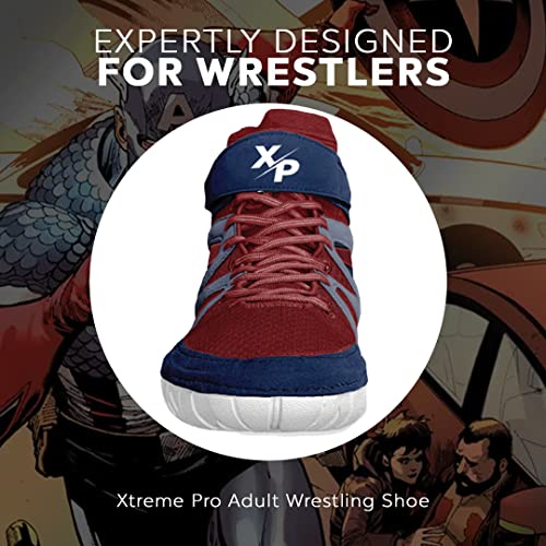 Xtreme Pro Captain America Adult Wrestling Shoe's Air Mesh | Easy Straplace Cover | Foam Sock Liner (Red/Blue/White, Size 12) #TOP5