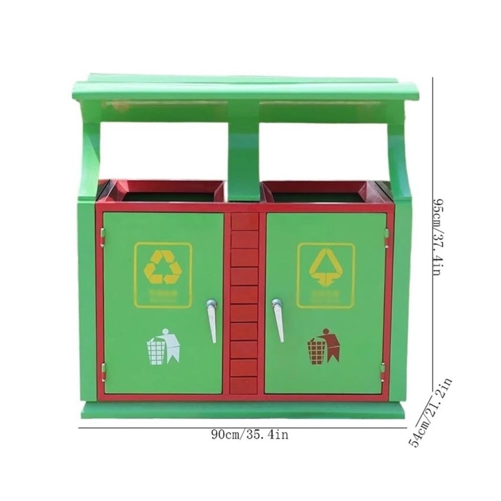 Outdoor Trash Can, Trash Can Metal Classified Rubbish Bin for Outdoor Park Street Public Places
