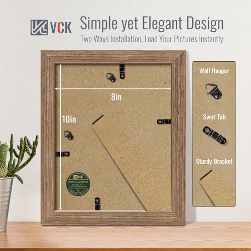 Image of VCK 8x10 Picture Frame 5 Pack, Walnut Wood, 5x7 Mat, Glass, for Portrait