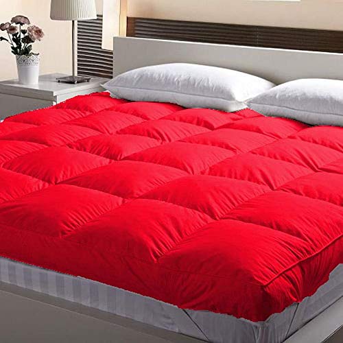 Jaipur Linen 3000 GSM King Size Finest Imported Super Microfiber Mattress Padding/Topper- Blood Red (72
