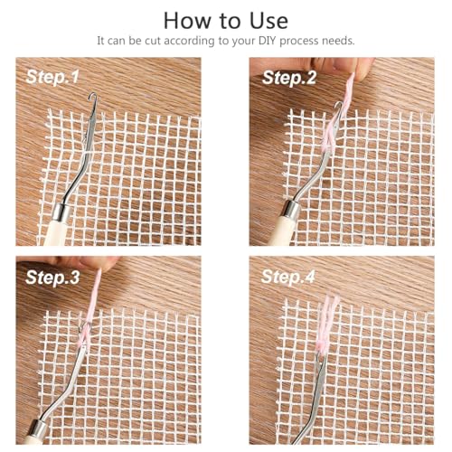 Image of COHEALI Blank Rug Hooking Mesh (59 inch x 39 inch), Latch Hook Canvas for DIY Rug Making, Tufting Backing Cloth for Embroidery, Needlework Canvas Mesh Fabric for Handcrafted Tapestry, Large Size