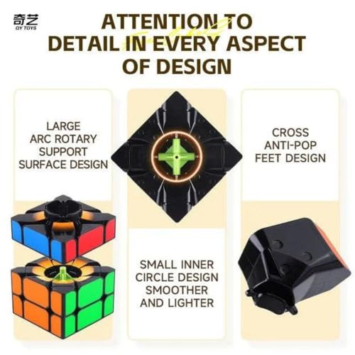 Image of QiYi Fisher Cube S Tiled (Black-Base) Speed Cube | 3x3x3 Shape Mod Puzzle with Florian-Style Pieces | Durable Stickerless Tiled Design, 55.5mm Compact Brain Teaser Puzzle