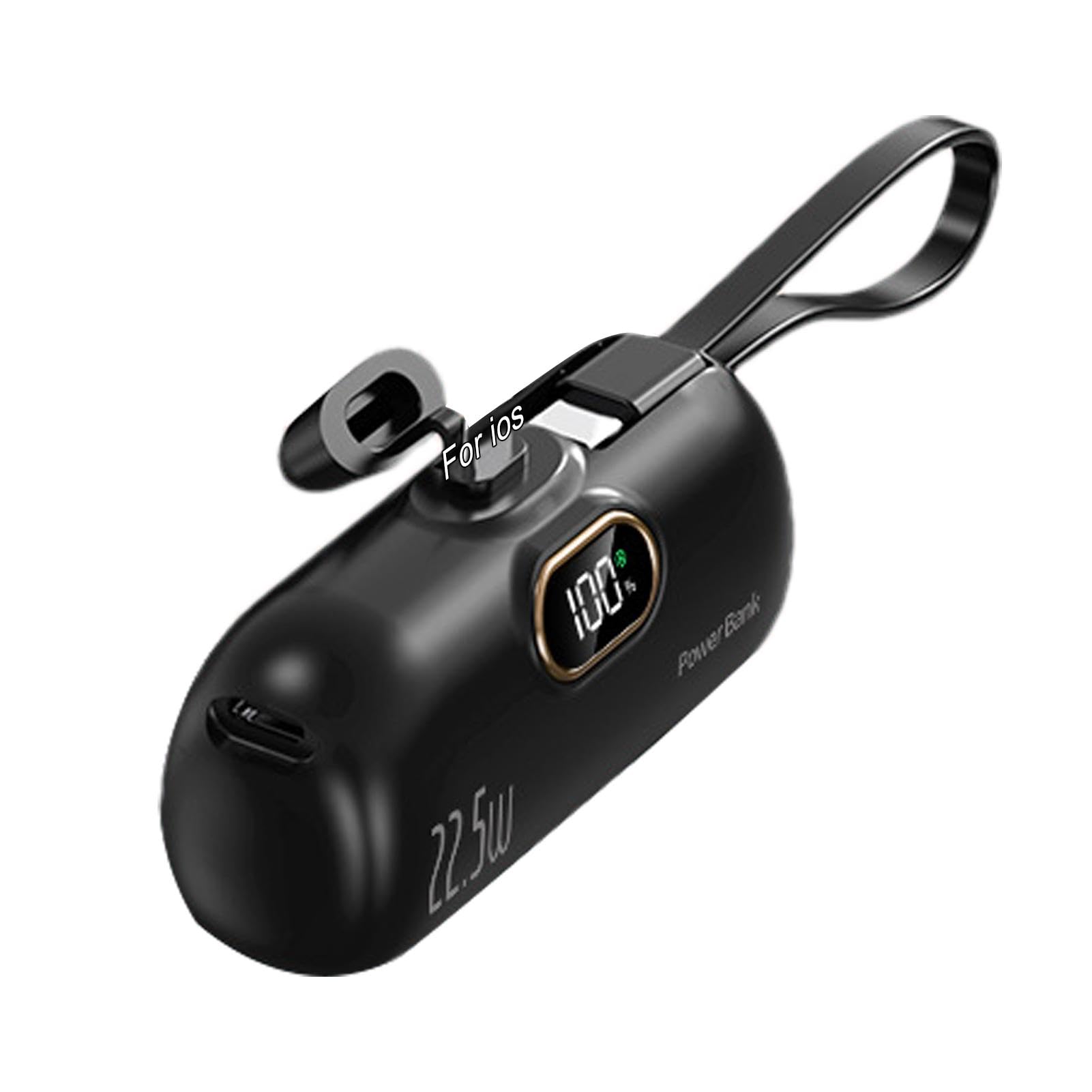 Power Bank 5000 MAh Avec Câble Intégré Et Charge Rapide 22,5W | Compact Et Léger, Écran LCD, Compatible IOS Et Type-C - 2