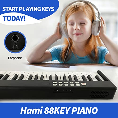 Hami Piano Keyboard,88 Keys Electric Keyboard Piano Semi-Weighted Digital Piano Foldable Keyboard With Bluetooth Midi Sustain Pedal,Music Sheet Holder,Carrying Bag #TOP6