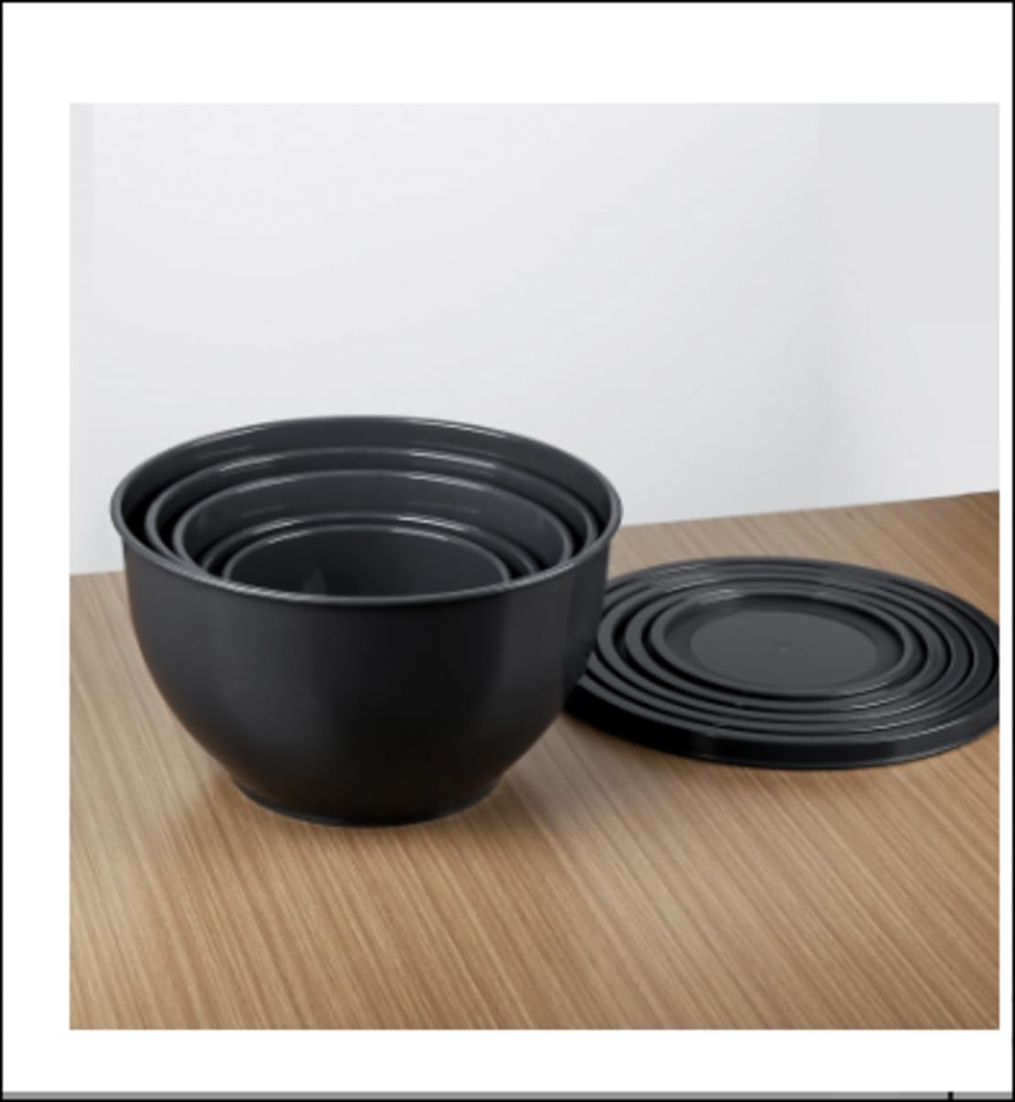 Plastic Mixing Bowl Set with Lids, 5-Piece – Grey