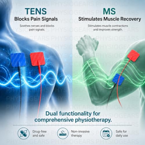 Image of Physiogears Mini Tens+MS Transcutaneous Electrical Nerve Stimulation Tens Muscle Stimulator Machine for Physiotherapy electrotherapy combo for all Pain Relief (Electrode Pad)