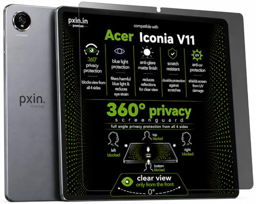Image of Pxin 360 Pro Privacy Screen guard compatible with Acer Iconia V11 | Anti Glare | Anti UV | Anti Blue | Anti Reflection | Privacy Filter | Unbreakable Build