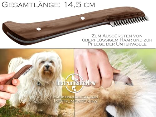 Trimmmesser für Hunde Katzen mit langer Zahnung für Rechtshänder Fellmesser Kleine Ausführung Hundefell Unterwolle Kamm Edelstahl Messer für Tiere Markenqualität für Langhaar und Kurzhaar