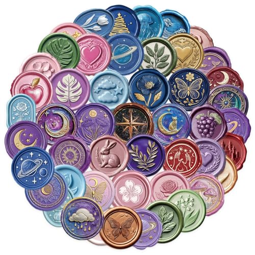 50 Pcs Clear PET Wax Seal Aesthetic Stickers for Scrapbooking Journaling Junk Journal Scrapbook Supplies - Waterproof Transparent for Resin Crafts Decorative (Wax Seals)