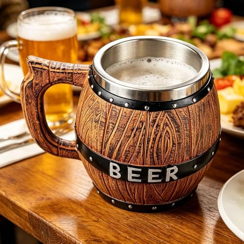 Jarra de cerveza de grano de madera con aislamiento térmico 4