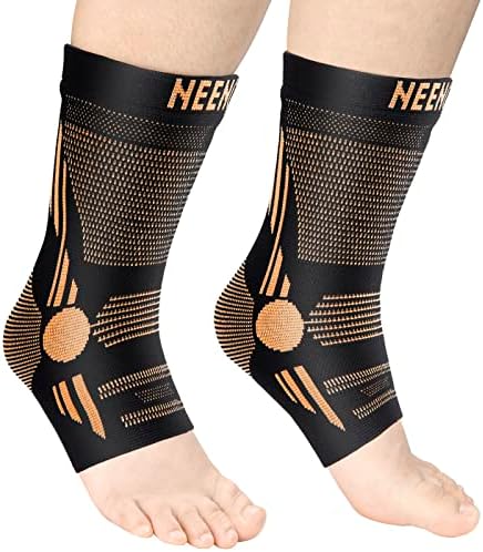NEENCA Professional Ankle Brace Compression Sleeve (Pair), Ankle Support Stabilizer Wrap. Heel Brace for Achilles Tendonitis, Plantar Fasciitis, Joint Pain,Swelling,Heel Spurs, Injury Recovery, Sport