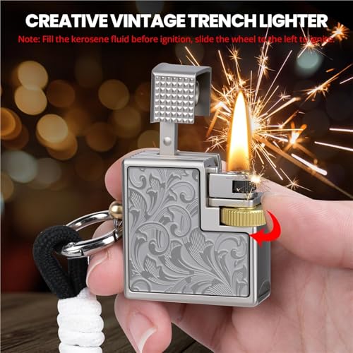 Encendedor Retro Mini de Metal Azul Compacto miniatura 2