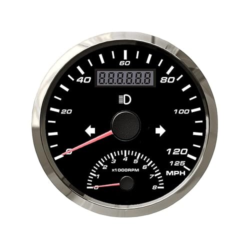 Miniatura 1 de ELING Cuentakilómetros GPS 2 en 1 de 3.346in con tacómetro 125 MPH 8000 RPM para coche, motocicleta, ATV, UTV, kilometraje restable 9-32 V con