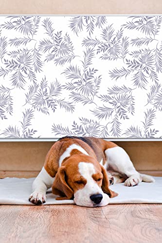 Cache radiateur bleu 80x60cm tapis magnétique avec feuilles grises - 5