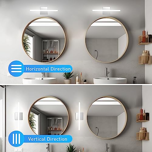 Image of Combuh Modern Bathroom Vanity Lights Over Mirror, Chrome LED Wall Sconce | Small 16 Inch, Soft Shadow Free, Linear Lamp Bar, Restroom Lighting Fixture, Sleek, Luz para Banos de Pared, 3CCT Dimmable