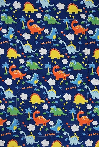 Image of Dino Combo Bed with Comforter for Kids | 60x90 Inch Soft & Cozy Bedding Set | Lightweight Pillow | Cute Dinosaur Print Single Bed Sheet