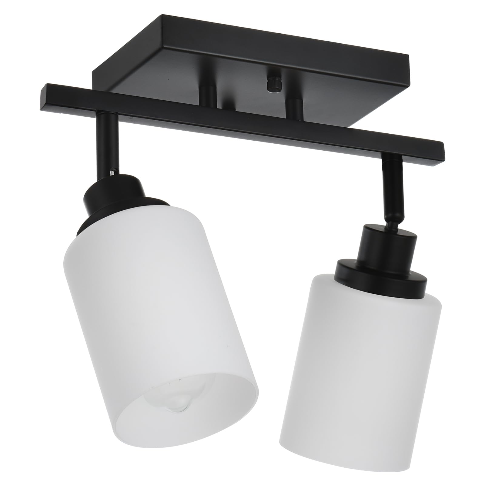 TODOLUZ Wall Sconce Track Lighting Kit, 2-Lights Wall Mounted Light Fixtures in Black Finish, Ceiling Spotlight with Opal White Glass for Bedroom Cloakroom