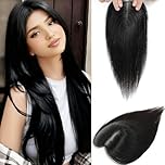 Hair Toppers for Thinning Hair Women Real Hair Clip in Hairpieces Black No Fringe 8x11cm Swiss Base Human Hairs Topper for Daily Wear And Parties