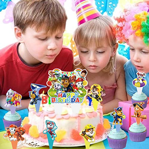 Dog Patrol Party Cake Topper 30Pcs Puppy-Themed Birthday Party Supplies Cartoon Cupcake Toppers Decorations For Children #TOP1
