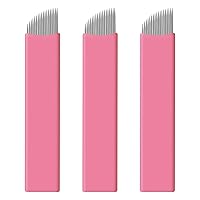 Vista 13 de 50 cuchillas de microblading desechables rosadas, microcuchillas de 0.006 in, nanoagujas perfectas para trazos de cabello, cejas, agujas más finas