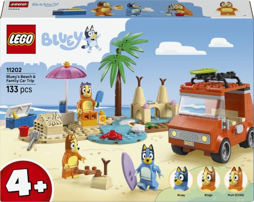 LEGO Bluey 11202 voiture familiale et plage à construire, idées cadeaux LEGO pour enfant de 5 ans