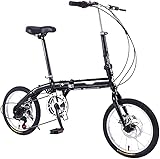 Bicicleta Plegable Bicicleta Plegable, Bicicleta Urbana Plegable de aleación Ligera de 16 Pulgadas, Cuadro de Acero con Alto Contenido de Carbono Velocidad Variable a través de una Bicicleta Plegable