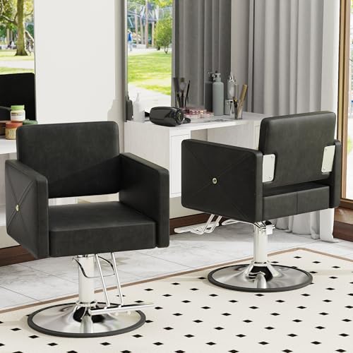 Image of LOUVIXA Barber Chair for Hair Stylist, Height Adjustable Hydraulic Hair Salon Chair, 360 Degrees Rotation, Multi-Function Shampoo Chair for Salon Home Barbershop, Black