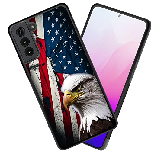 smauncucn for Galaxy S23 Plus Case,Slim Anti-Scratch Tire Anti-Skid Edges Shockproof TPU Back Protective Cover Case for Samsung Galaxy S23 Plus 5G 6.6 Inch,Bald Eagle American Flag