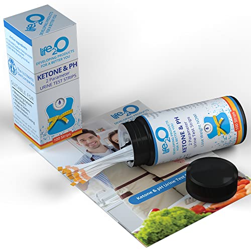 Life2O 2-In-1 Ketone Test Strips With Ph 100Ct, Keto Sticks That Monitor Ketosis And Body Ph Balance For The Ketogenic & Alkaline Diet, Ketones Urine Testing Kit For Urinalysis, 2 Free Ebooks Included #TOP6
