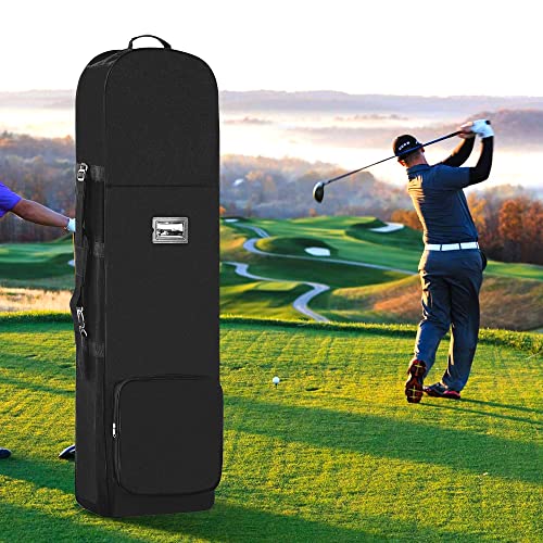 Darekuku Outdoors Golf Travel Bag - Heavy Duty 900D Oxford, Detachable Shoulder Straps And Upgraded Rubber Wheels, Soft-Sided Golf Club Travel Cover To Protect Clubs #TOP6