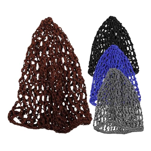 NULYLU Redecilla de Crochet Cabello 5 Piezas, Malla Suave de Seda Artificial, Gorro de Dormir Elástico (,), Accesorio Versátil para Rizos y Cuidado del Cabello