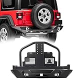 OCPTY Rear Bumper w/Tire Carrier with D-ring & LED Lights fit for Jeep Wrangler TJ YJ 1987-2006 (Texture Black)