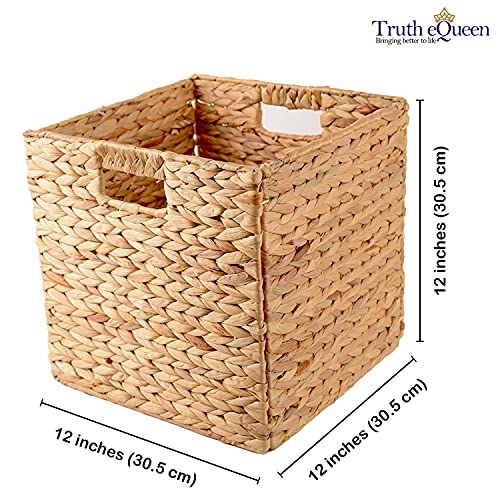 Water Hyacinth Storage Baskets For Shelves, Wicker Storage Basket, Woven Baskets For Storage, Seagrass Baskets, Large Wicker Basket, Wicker Baskets For Storage 12X12X12 In, 3Pcs #TOP1