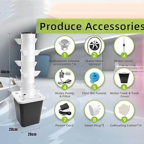 Sistema de Jardine de Torre Distrita de 30 Pód) con Temporador de Bombas, Kit de Crecimiento Aeropónico para Herbillas de Indoor Frutas Vegetable, Compact Space Saving Soilless Planter for Kitchen Off