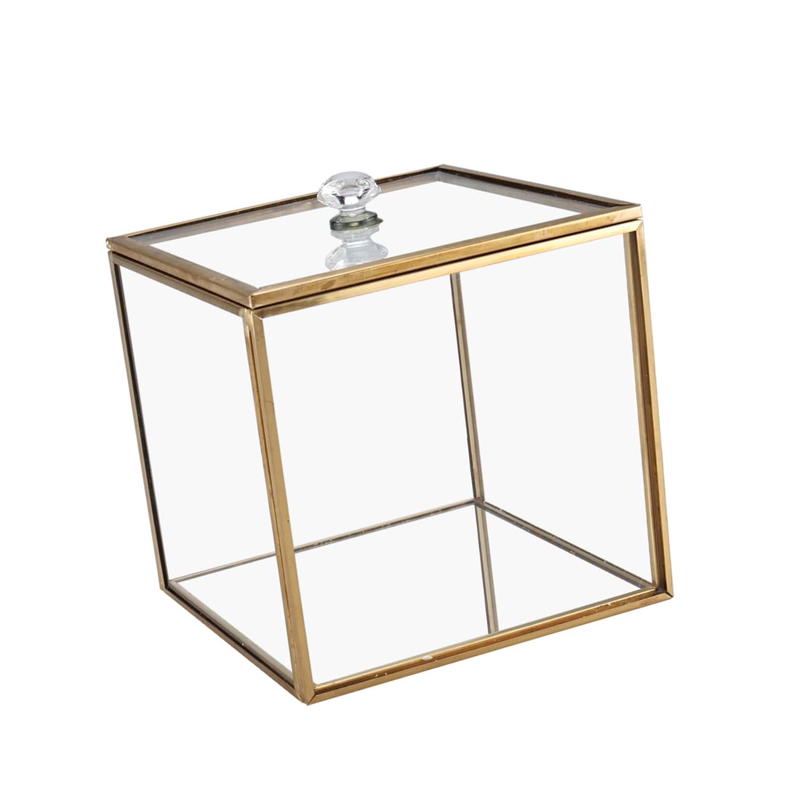 Organiseur en verre et métal doré pour décoration de salle de bain