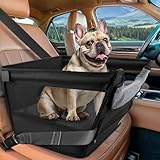 BONTHEE Elevated Dog Car Booster Seat for Dogs & Cats up to 35LB, 6-Inch Memory Foam Pet Booster Seat, Side Breathable Mesh,Portable Travel-Safe Bed for Cars,Elevated Car Seat for Small Medium Dogs