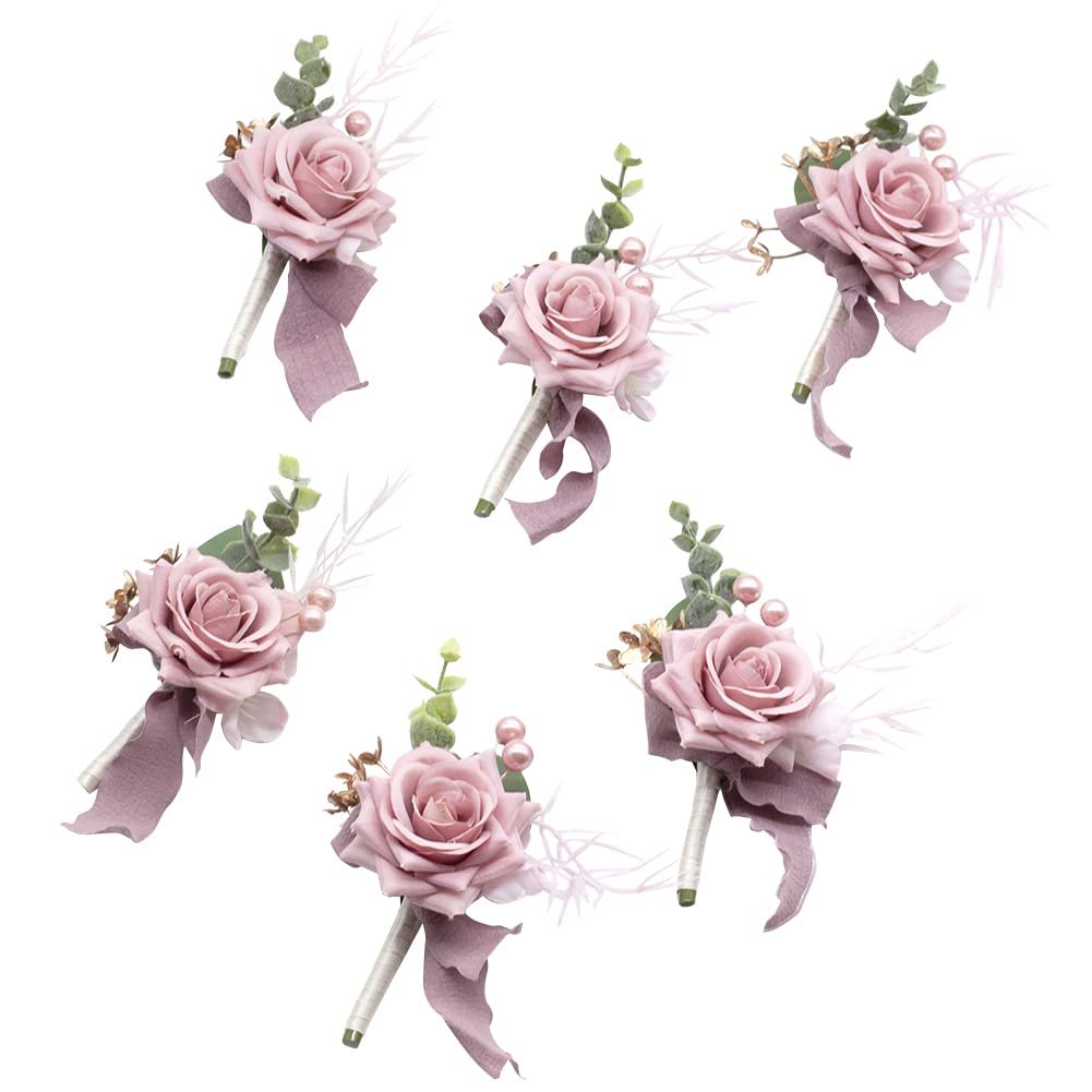 Amazon.com: Ansofi Dusty Pink Boutonniere for Men Set of 6 for