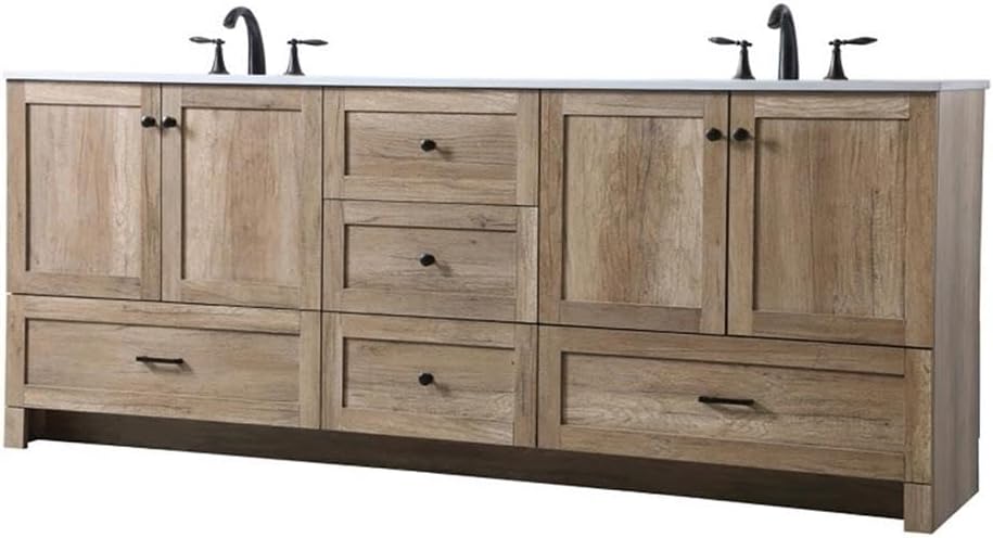 Elegant Kitchen and Bath Soma 84" Solid Wood Double Bathroom Vanity in Oak