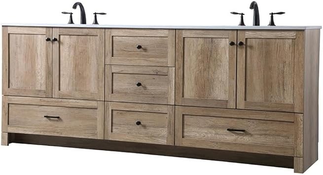 Elegant Kitchen and Bath Soma 84" Solid Wood Double Bathroom Vanity in Oak