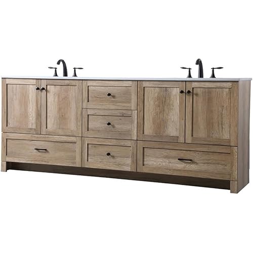 Elegant Kitchen and Bath Soma 84" Solid Wood Double Bathroom Vanity in Oak