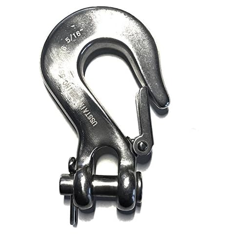 Gancho deslizante de acero inoxidable 316 Clevis con pestillo de seguridad de 5/16 pulgadas, grado marino Cover