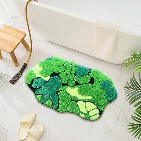 UKELER Cute Moss Bath Mat Cover